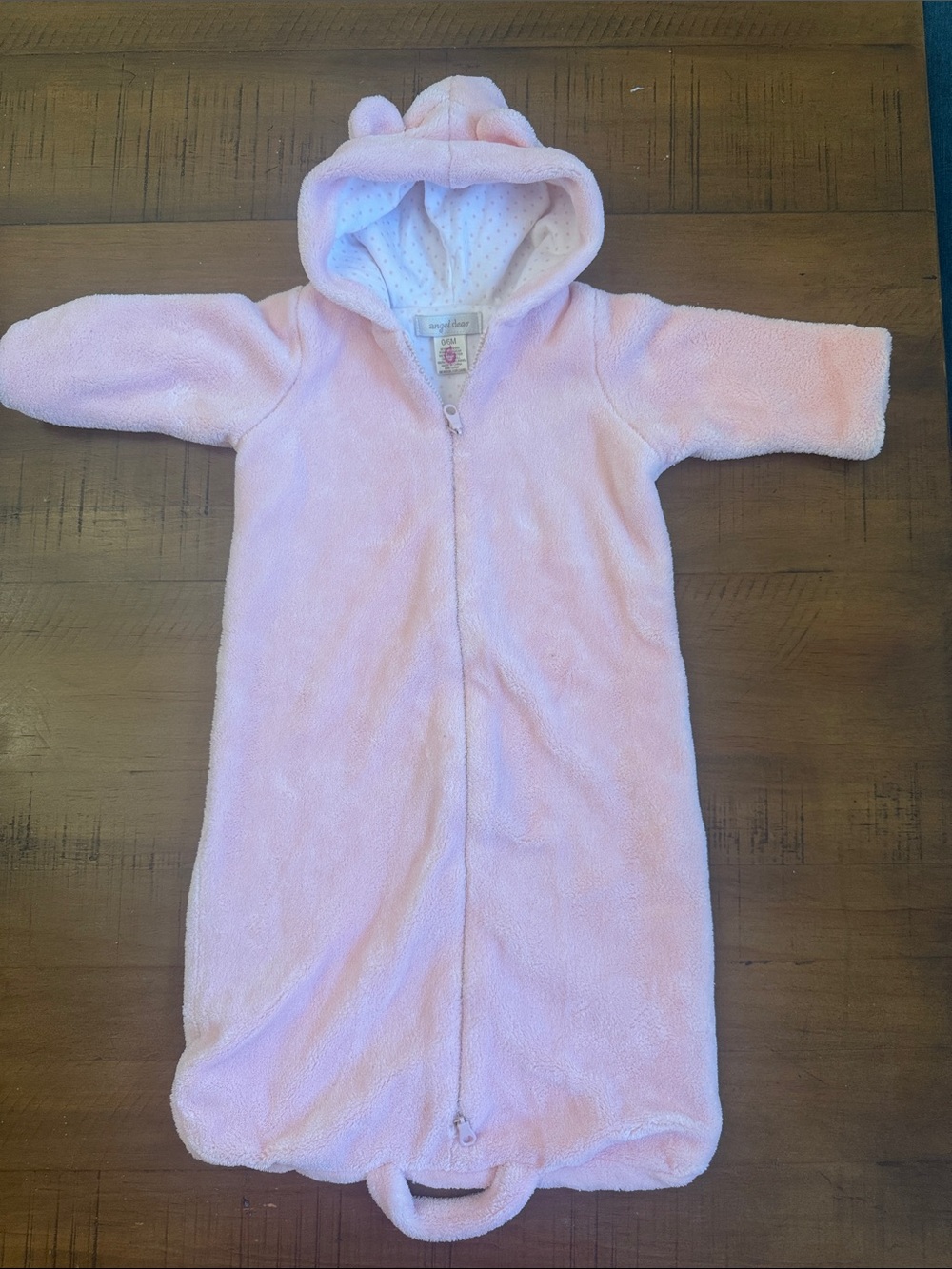 Angel Dear Light Pink Plush Hooded Baby Sleep Sack with Ears
